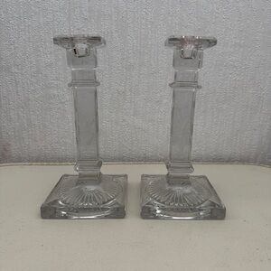 Vintage Etched Glass Candle Holders